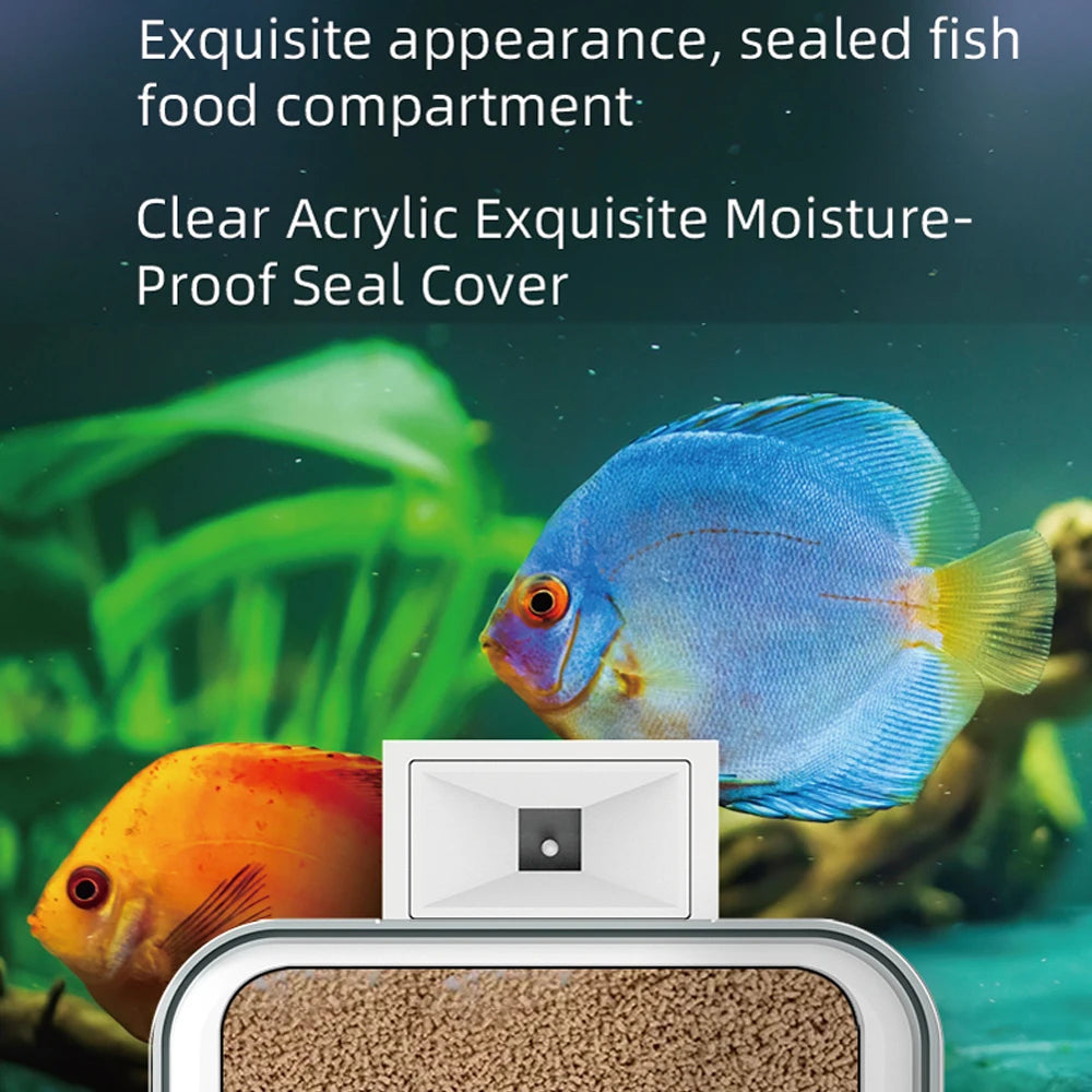 WiFi Smart Automatic Feeder Aquarium Goldfish Timing Feeder 100ML Large Capacity APP Control Feeding Records Remind Fish Feeder