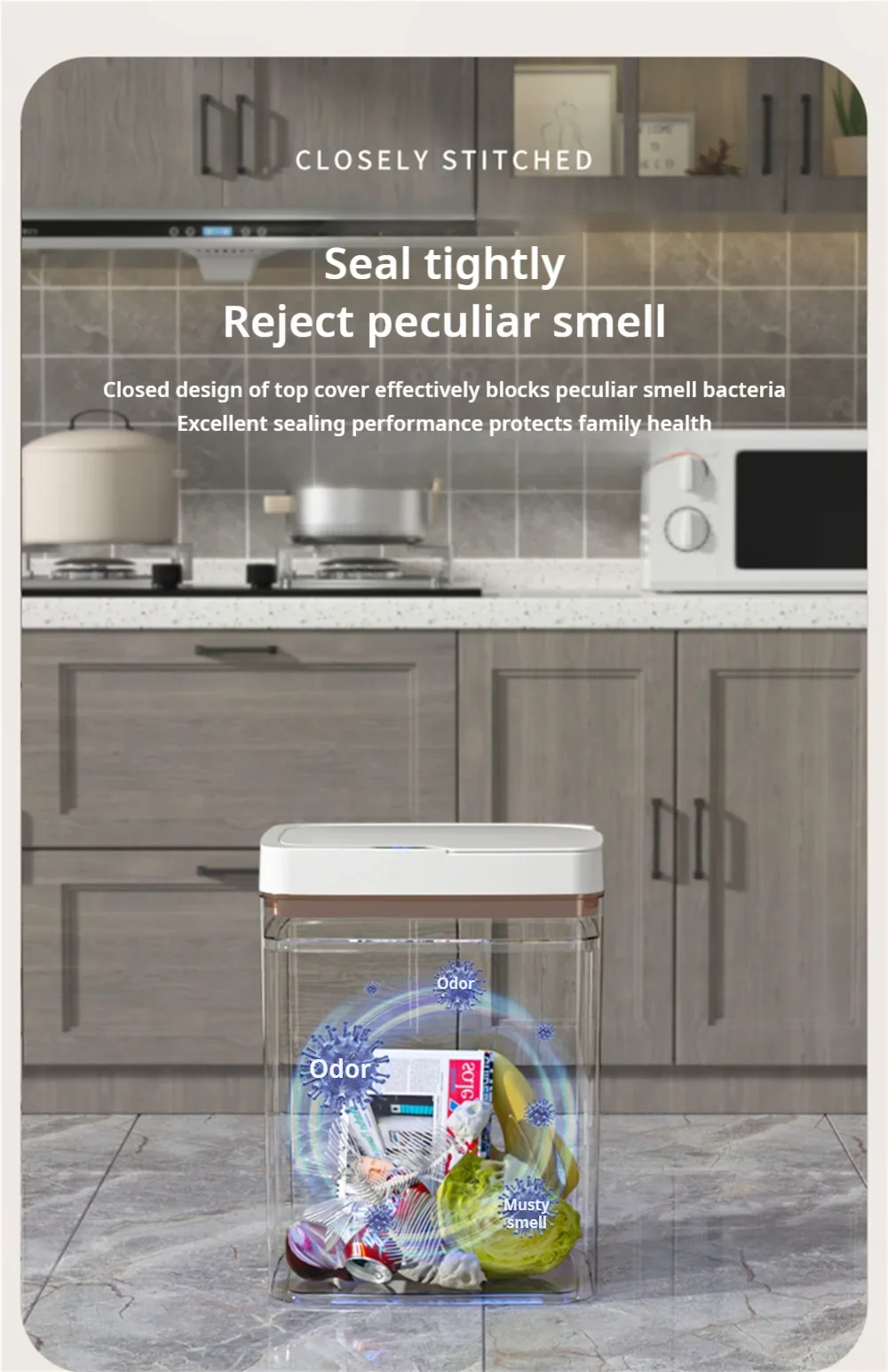 Smart Bathroom Trash Can Automatic Bagging Electronic Trash Can White Touchless Narrow Smart Sensor Garbage Bin Smart Home