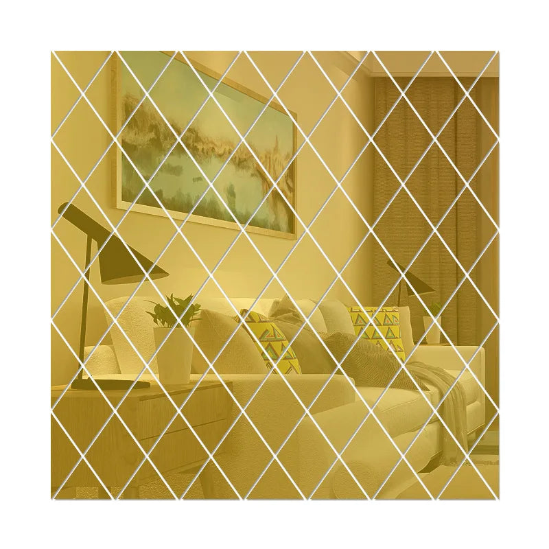 10/17/32/58pcs 3D Mirror Stickers Acrylic Triangles Self-adhesive Diamonds DIY Wall Mirror Stickers for Living Room Home Decor