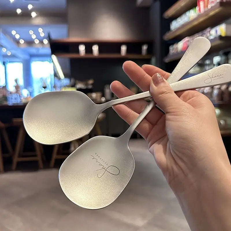 Snow Flower 304 Stainless Steel Spoon, Thickened Tableware, Nordic Soup Scoop, Restaurant Meal Spoon, Simplicity Household Kitch