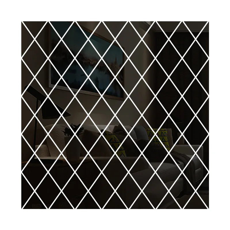 10/17/32/58pcs 3D Mirror Stickers Acrylic Triangles Self-adhesive Diamonds DIY Wall Mirror Stickers for Living Room Home Decor