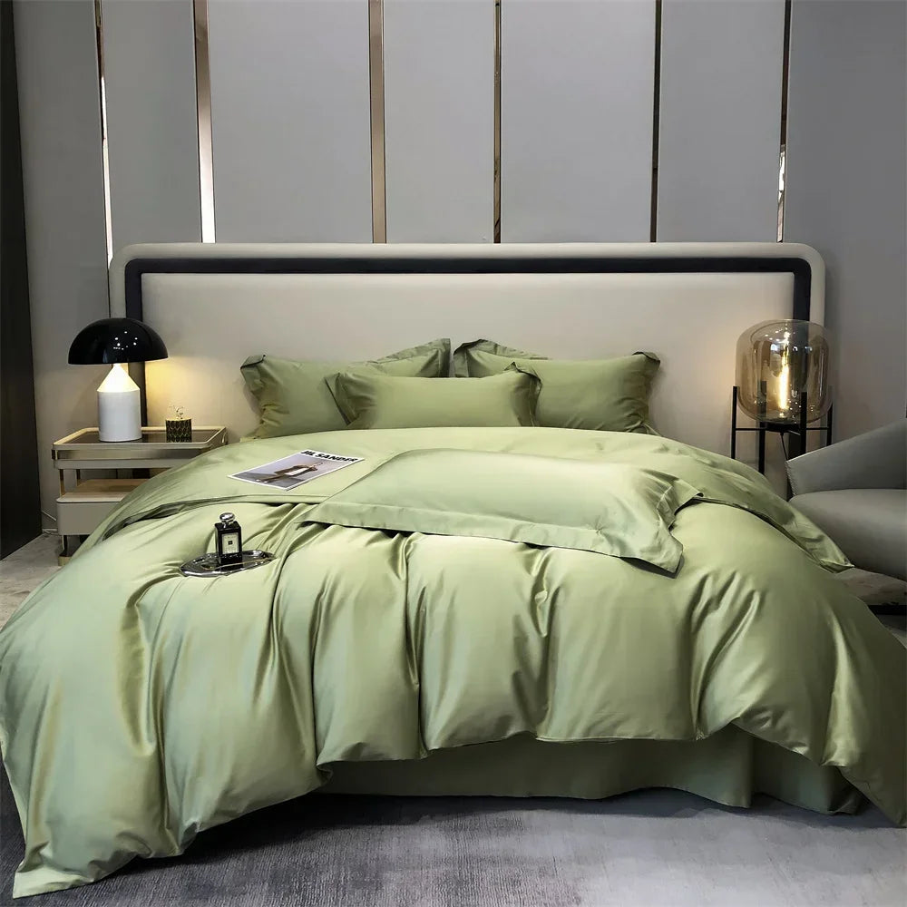 Svetanya Pure Egyptian Cotton Bedding Sets Bed Linens Solid Color Sheet Pillowcase Duvet Cover Queen King