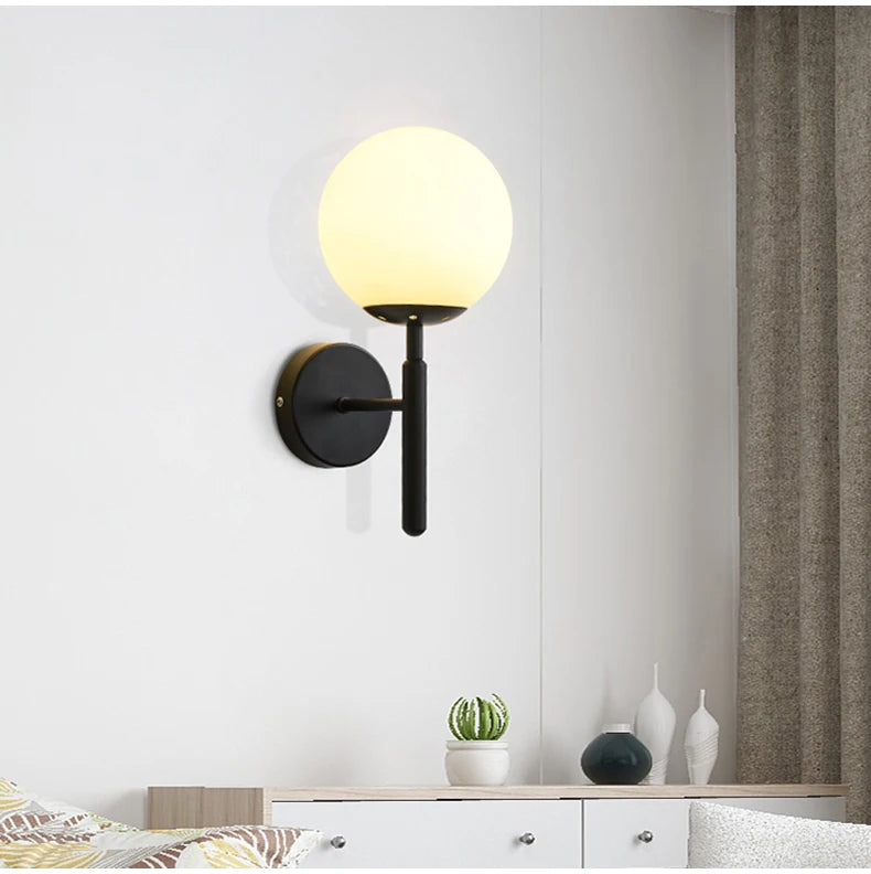 Nordic Modern Wall Lamp Bedroom Beside Glass Ball LED Wall Lights Wandlamp Bathroom Mirror Stair Lights Aisle Lighting Fixtures