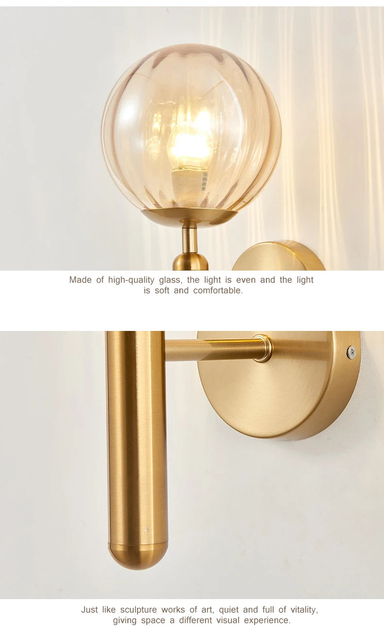 Nordic Modern Wall Lamp Bedroom Beside Glass Ball LED Wall Lights Wandlamp Bathroom Mirror Stair Lights Aisle Lighting Fixtures
