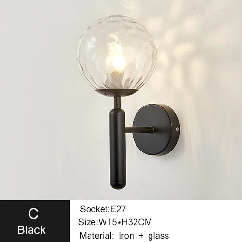 Nordic Modern Wall Lamp Bedroom Beside Glass Ball LED Wall Lights Wandlamp Bathroom Mirror Stair Lights Aisle Lighting Fixtures