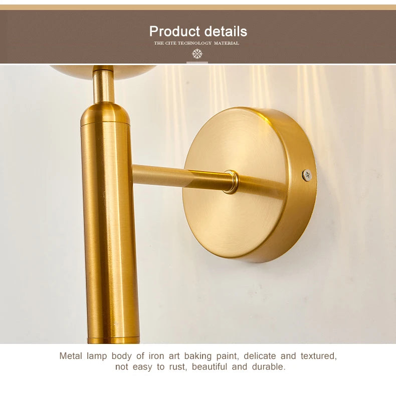 Nordic Modern Wall Lamp Bedroom Beside Glass Ball LED Wall Lights Wandlamp Bathroom Mirror Stair Lights Aisle Lighting Fixtures