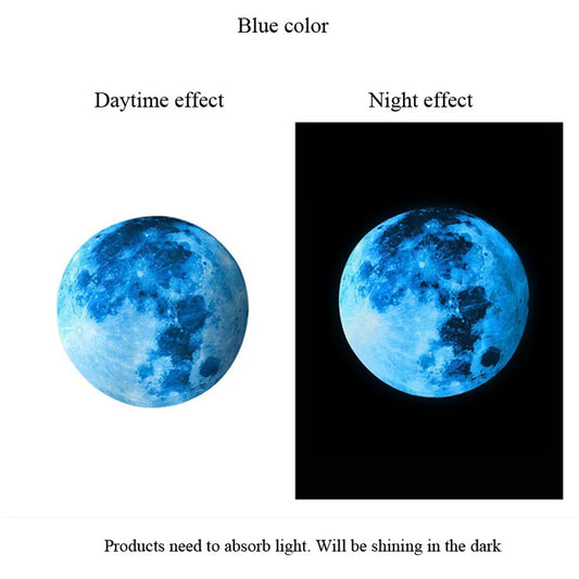 30cm Luminous 3D Moon Wall Stickers For Kids Baby Room Bedroom Decoration Living Room Home Decals Glow In The Dark Wallpaper