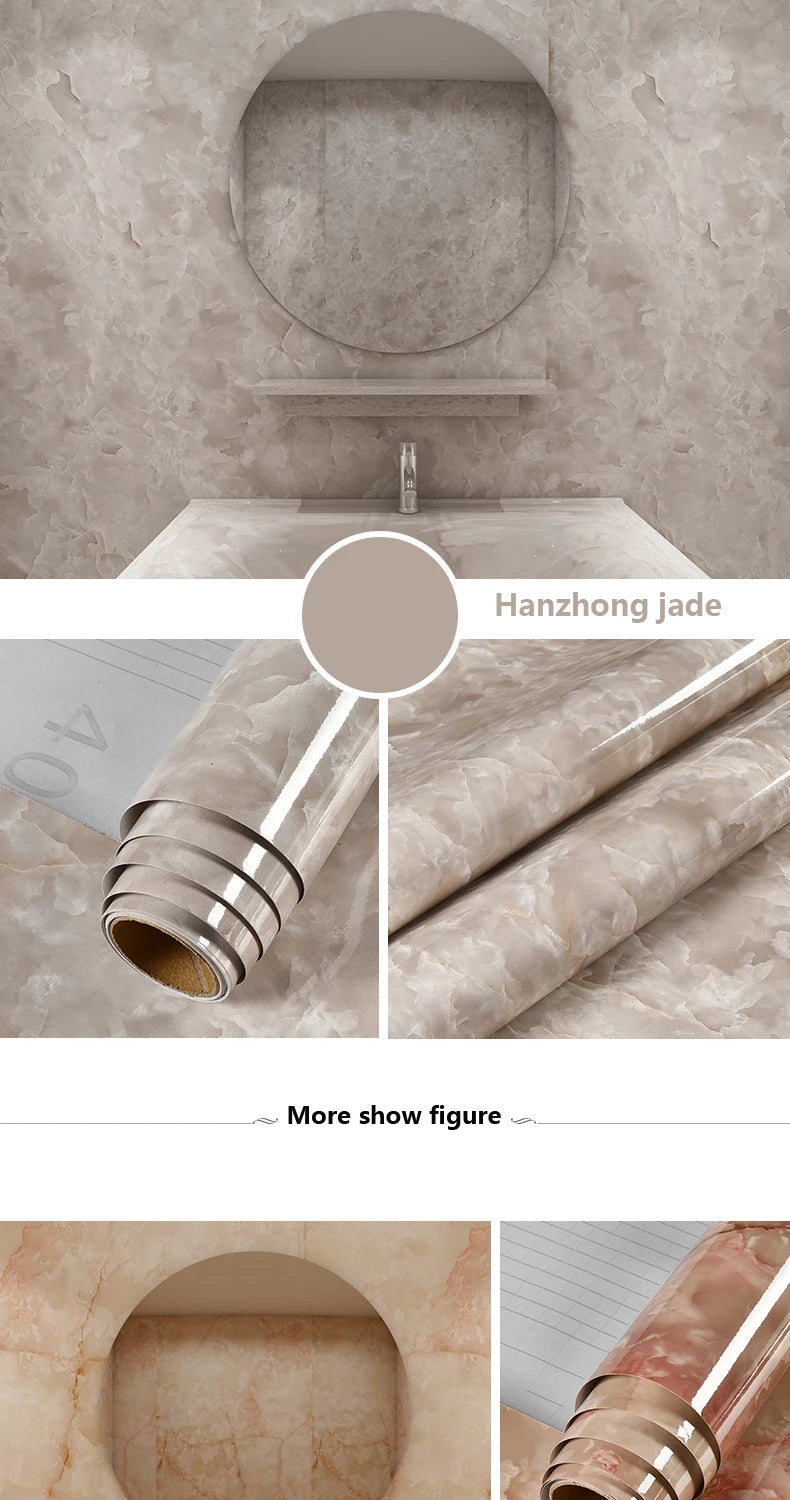 Marble Vinyl Film DIY Self Adhesive Wallpaper Bathroom Kitchen Cupboard Countertops Contact Paper PVC Waterproof Wall Stickers