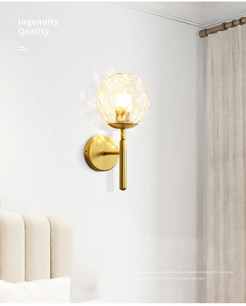 Nordic Modern Wall Lamp Bedroom Beside Glass Ball LED Wall Lights Wandlamp Bathroom Mirror Stair Lights Aisle Lighting Fixtures
