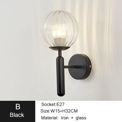 Nordic Modern Wall Lamp Bedroom Beside Glass Ball LED Wall Lights Wandlamp Bathroom Mirror Stair Lights Aisle Lighting Fixtures