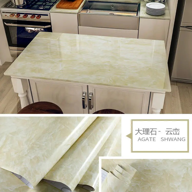 Marble Vinyl Film DIY Self Adhesive Wallpaper Bathroom Kitchen Cupboard Countertops Contact Paper PVC Waterproof Wall Stickers