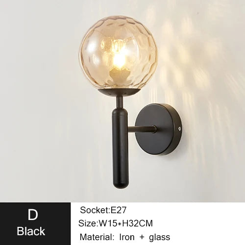 Nordic Modern Wall Lamp Bedroom Beside Glass Ball LED Wall Lights Wandlamp Bathroom Mirror Stair Lights Aisle Lighting Fixtures