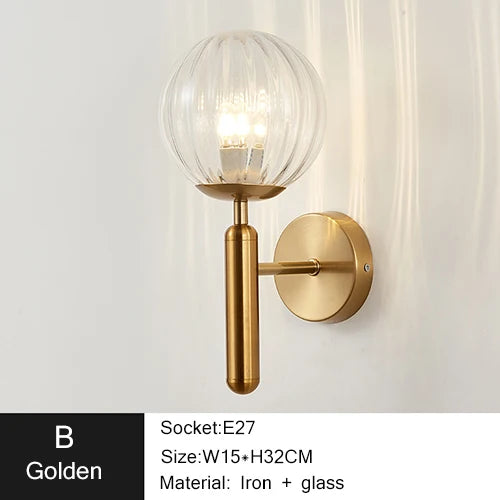 Nordic Modern Wall Lamp Bedroom Beside Glass Ball LED Wall Lights Wandlamp Bathroom Mirror Stair Lights Aisle Lighting Fixtures