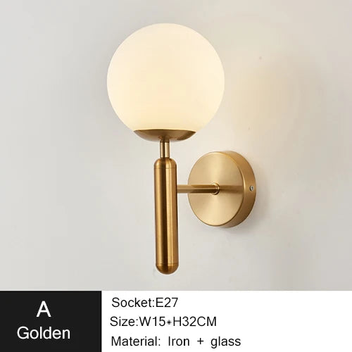 Nordic Modern Wall Lamp Bedroom Beside Glass Ball LED Wall Lights Wandlamp Bathroom Mirror Stair Lights Aisle Lighting Fixtures