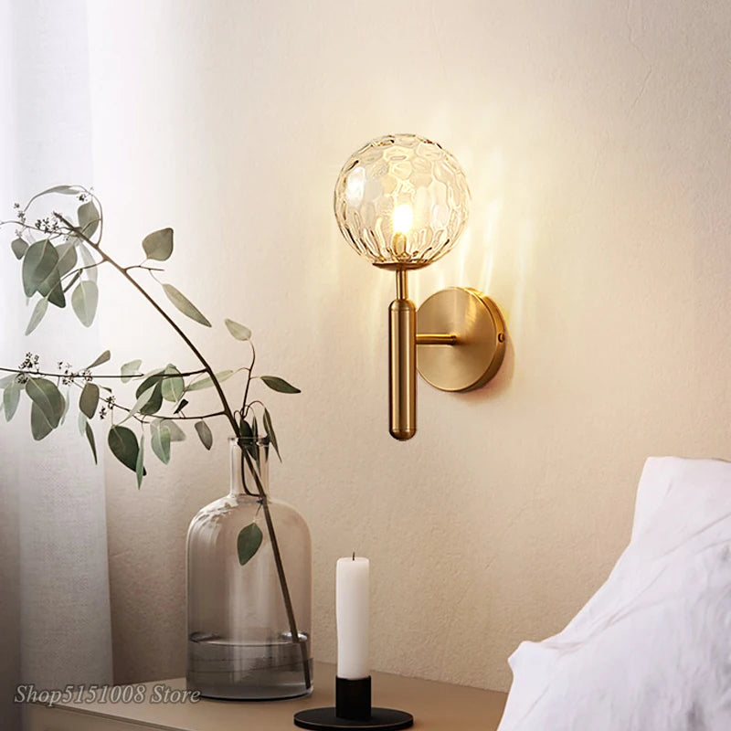 Nordic Modern Wall Lamp Bedroom Beside Glass Ball LED Wall Lights Wandlamp Bathroom Mirror Stair Lights Aisle Lighting Fixtures