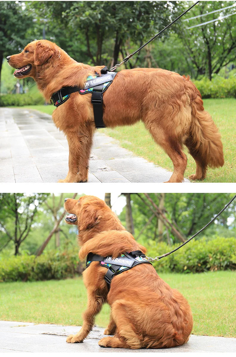 KOMMILIFE Adjustable Nylon Dog Harness Personalized Harness For Dogs Reflective Breathable Neck Guard Dog Harness Vest No Pull