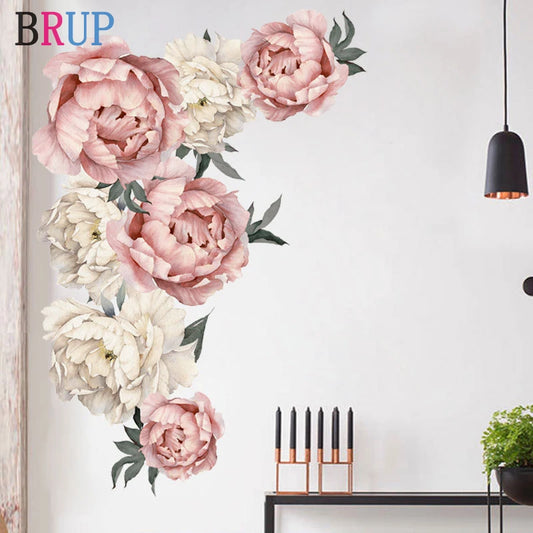 71.5x102cm Large Pink Peony Flower Wall Stickers Romantic Flowers Home Decor for Bedroom Living Room DIY Vinyl Wall Decals