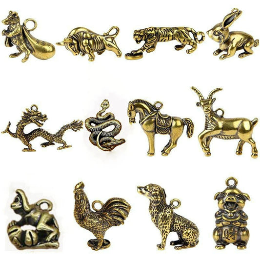 Brass Statue Ornament Chinese Zodiac Rat Ox Tiger Rabbit Dragon Snake Horse Sheep Monkey Chicken Dog Pig Desk Decor