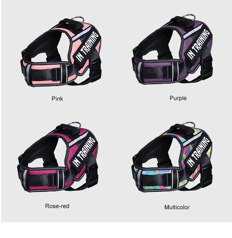 KOMMILIFE Adjustable Nylon Dog Harness Personalized Harness For Dogs Reflective Breathable Neck Guard Dog Harness Vest No Pull