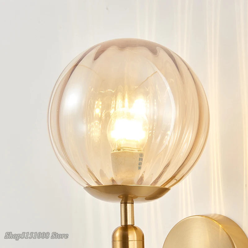 Nordic Modern Wall Lamp Bedroom Beside Glass Ball LED Wall Lights Wandlamp Bathroom Mirror Stair Lights Aisle Lighting Fixtures