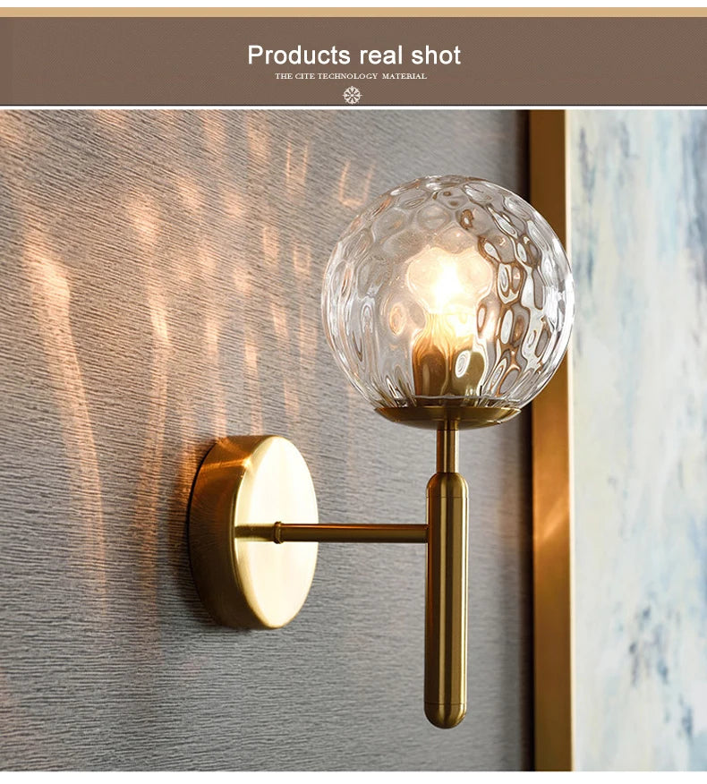 Nordic Modern Wall Lamp Bedroom Beside Glass Ball LED Wall Lights Wandlamp Bathroom Mirror Stair Lights Aisle Lighting Fixtures