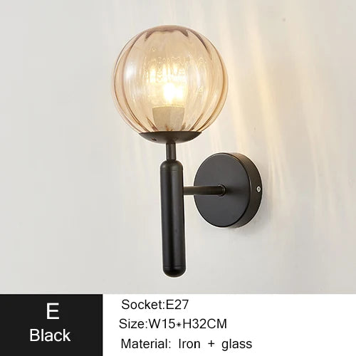 Nordic Modern Wall Lamp Bedroom Beside Glass Ball LED Wall Lights Wandlamp Bathroom Mirror Stair Lights Aisle Lighting Fixtures