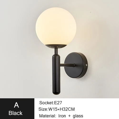 Nordic Modern Wall Lamp Bedroom Beside Glass Ball LED Wall Lights Wandlamp Bathroom Mirror Stair Lights Aisle Lighting Fixtures