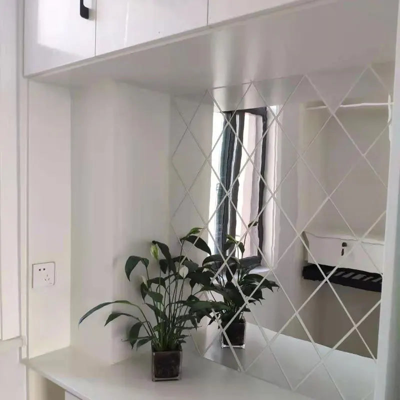 10/17/32/58pcs 3D Mirror Stickers Acrylic Triangles Self-adhesive Diamonds DIY Wall Mirror Stickers for Living Room Home Decor
