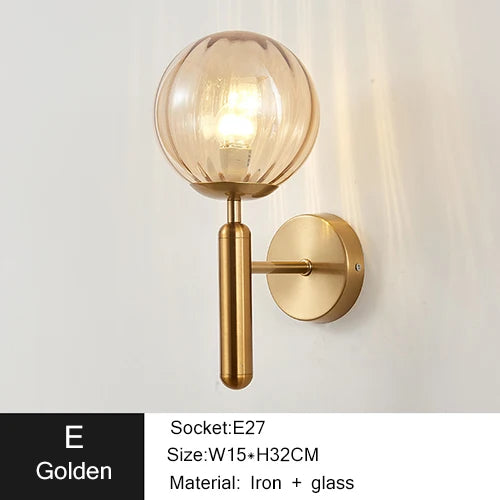 Nordic Modern Wall Lamp Bedroom Beside Glass Ball LED Wall Lights Wandlamp Bathroom Mirror Stair Lights Aisle Lighting Fixtures