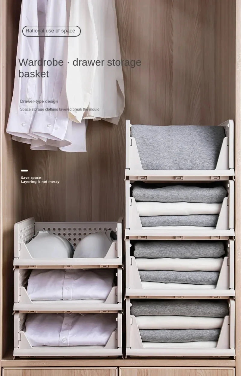 Folding Partition Drawers Organizing Boxes Bedroom Office Stackable Plastic Organizers Closet Clothes Panties Storage Box Home