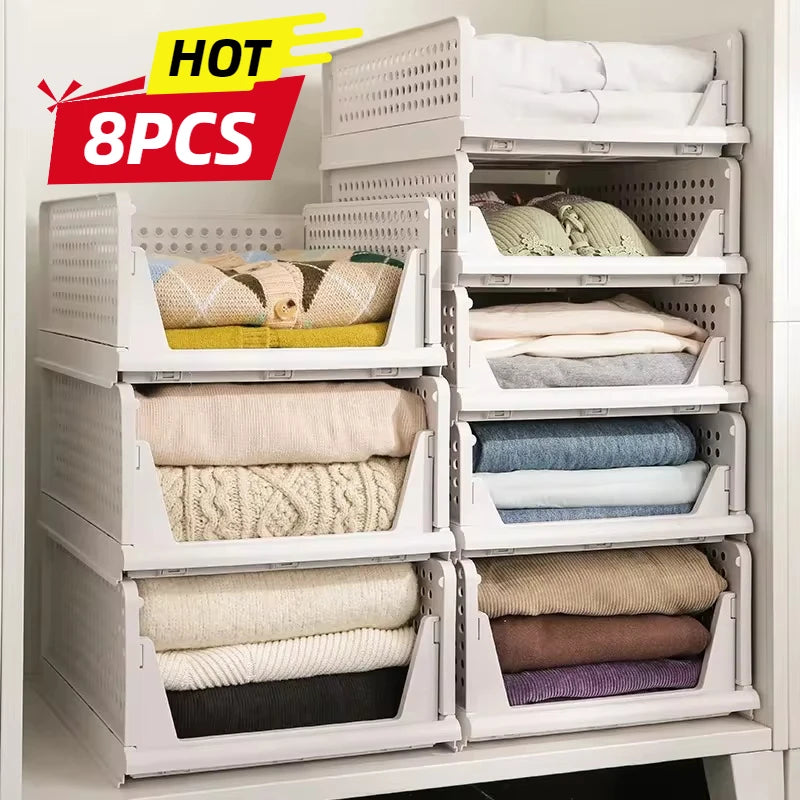 Folding Partition Drawers Organizing Boxes Bedroom Office Stackable Plastic Organizers Closet Clothes Panties Storage Box Home