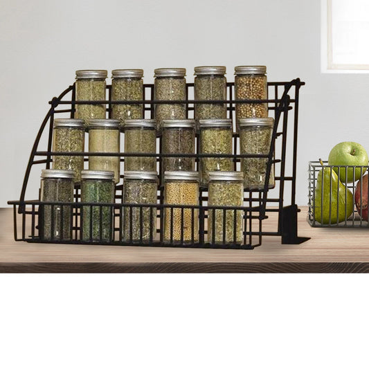 3 Floors Black Spice Organizer Retractable Kitchen Storage Organiser Saving Kitchen