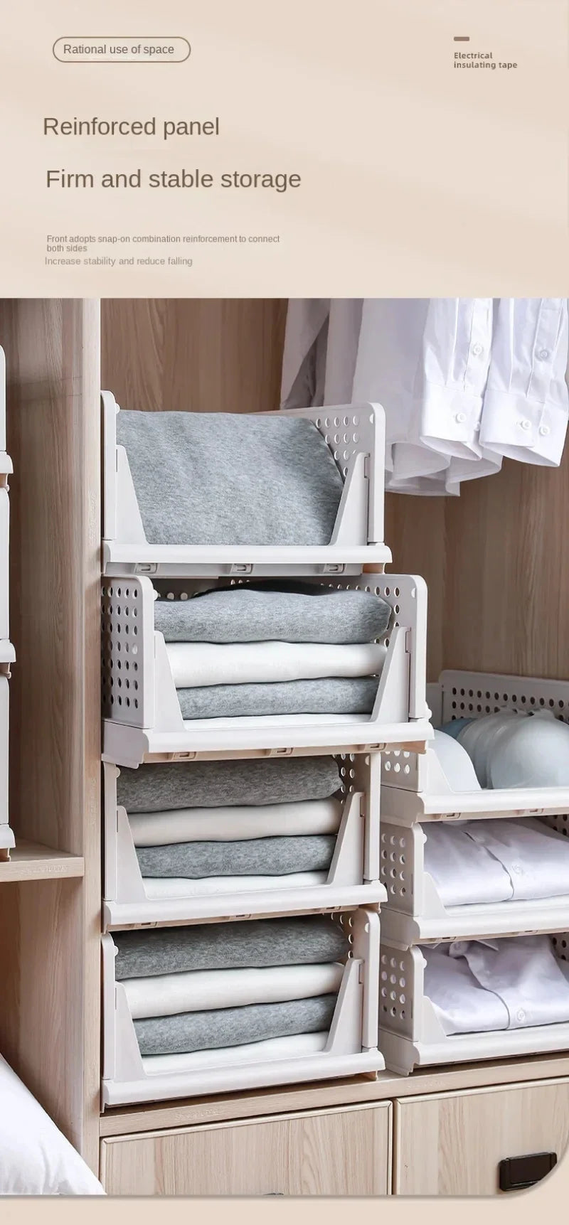 Folding Partition Drawers Organizing Boxes Bedroom Office Stackable Plastic Organizers Closet Clothes Panties Storage Box Home