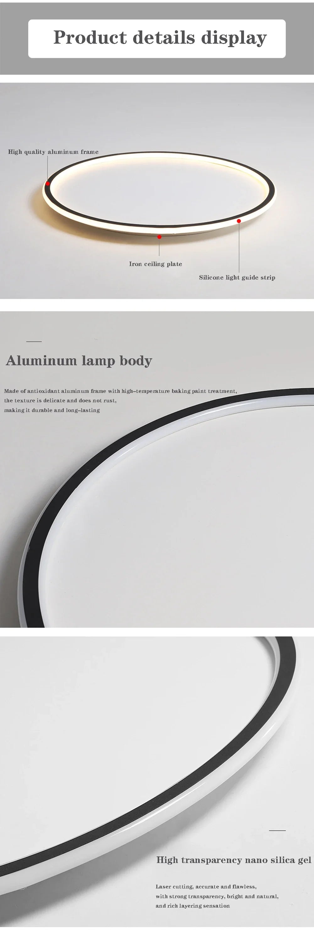 Household LED Ceiling Light 23/30/50/80CM Bedroom Living Room Study Room Super Slim Black White Gold Home Decor Lighting Fixture