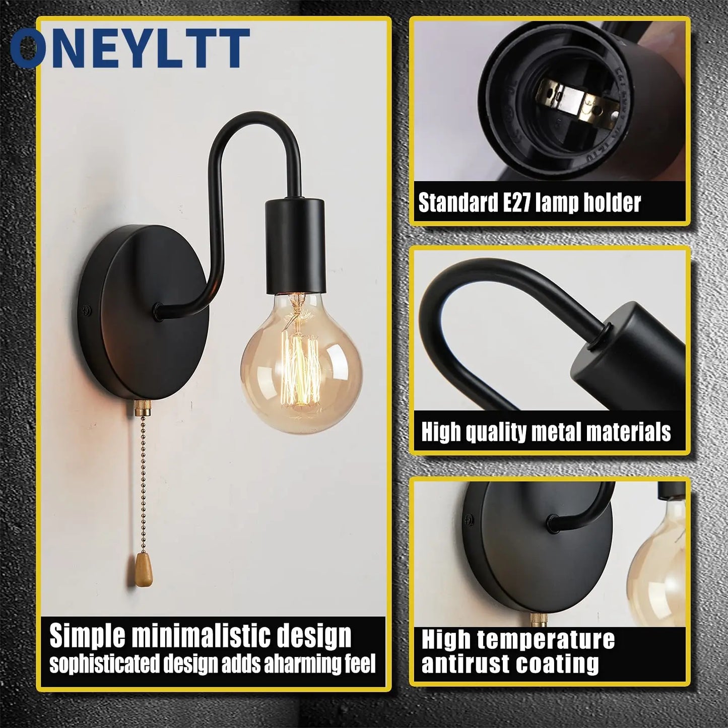 Nordic Industrial Wall Lamp Iron Black E27 Indoor Lighting Bedside Bathroom Bedroom Lamp Sconce Wall Light Fixture Decor