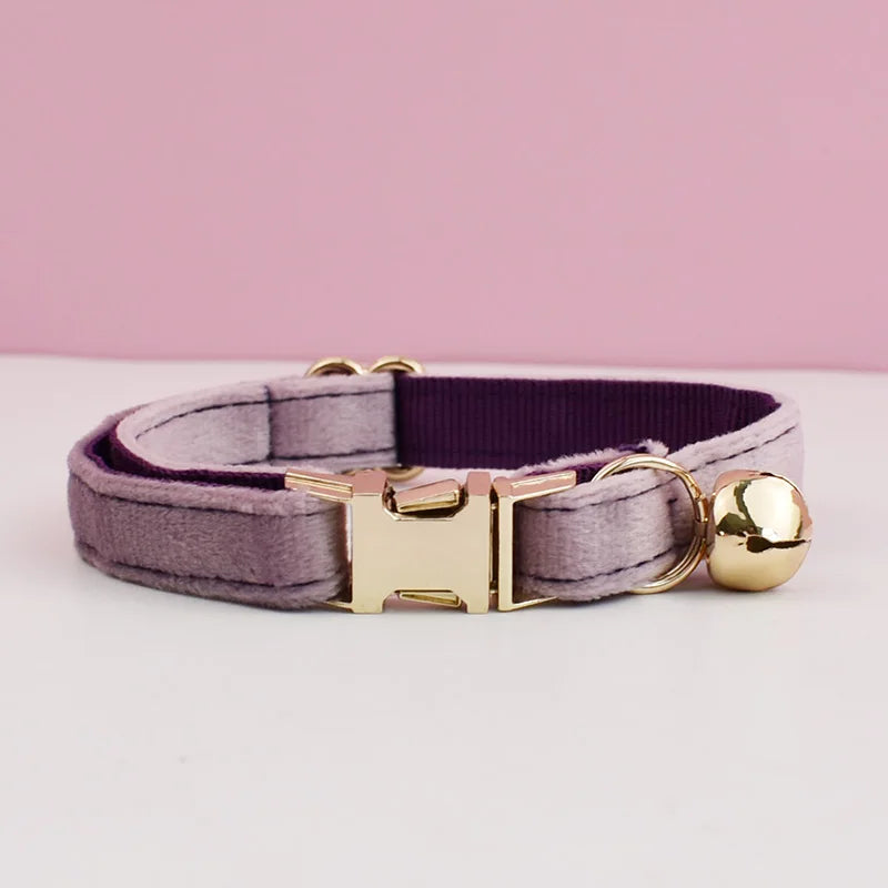 Cat Supplies Velvet Cat Collar Personalized Cat Collar with Name Plate Bell Bow tie Custom Engrave Collars for Cat