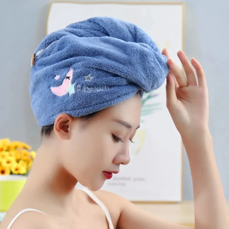 Quickly Dry Hair Hat Super Absorbent Soft Bathroom Women Head Towels Girls Cute Hair Towel Hair Dry Wrap Bonnets