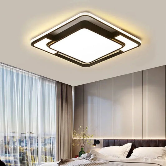 Square LED Ceiling Lights Modern Bedroom Lamp Living Room Light Home Indoor Decor Ceiling Chandelier Black Room Lighting Fixture