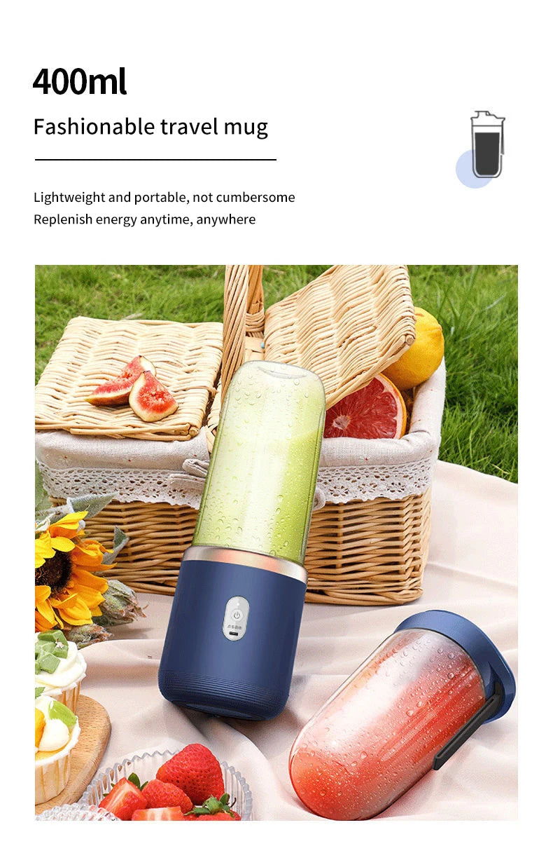 2024 New Portable USB Fresh Fruit Juice Blender Mini Mixer Electric Juicer Machine Smoothie Maker Blender Cup Bottle