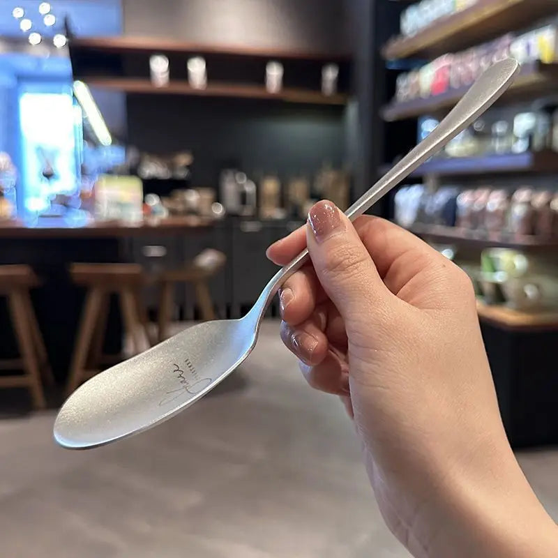 Snow Flower 304 Stainless Steel Spoon, Thickened Tableware, Nordic Soup Scoop, Restaurant Meal Spoon, Simplicity Household Kitch