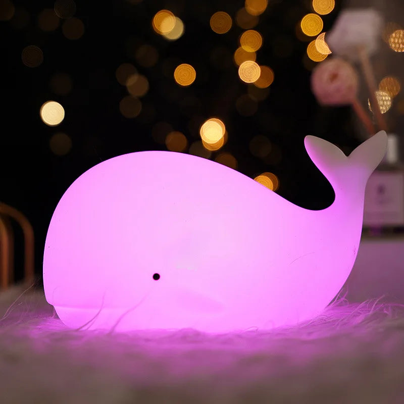 Soft Silicone Cartoon Whale Night Light For Children Room Decor USB Rechargeable Kids Bedroom Sleep Lamp Dropshipping