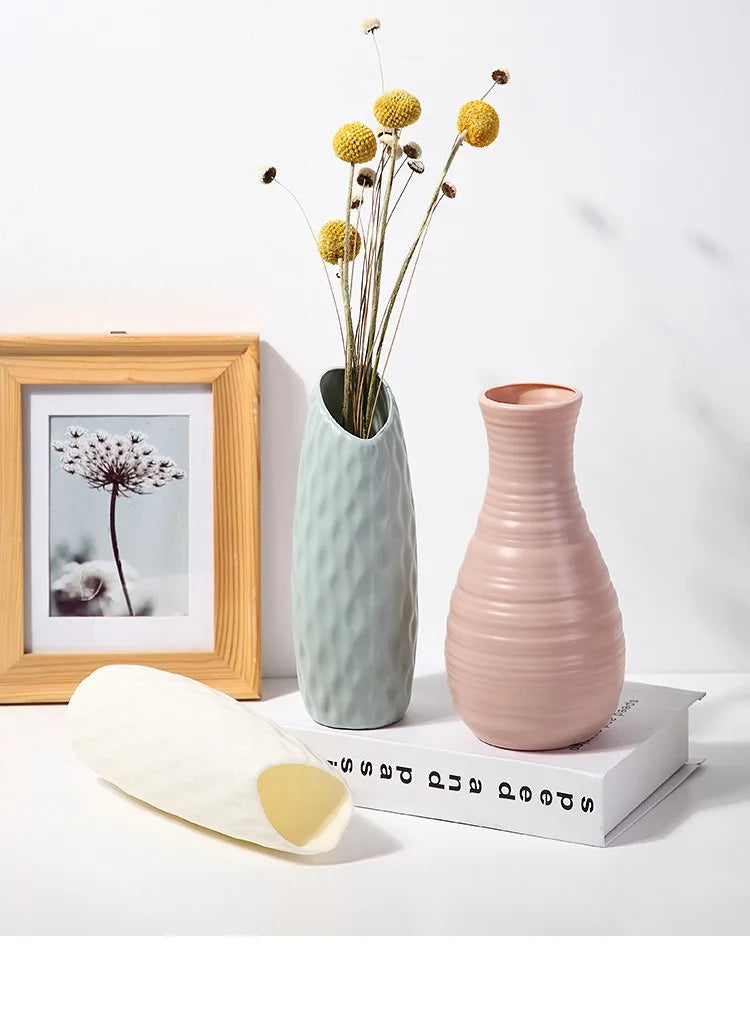 Nordic Plastic Vase Simple Small Fresh Flower Pot Storage Bottle For Flowers Living Room Modern Home Decorations Ornaments
