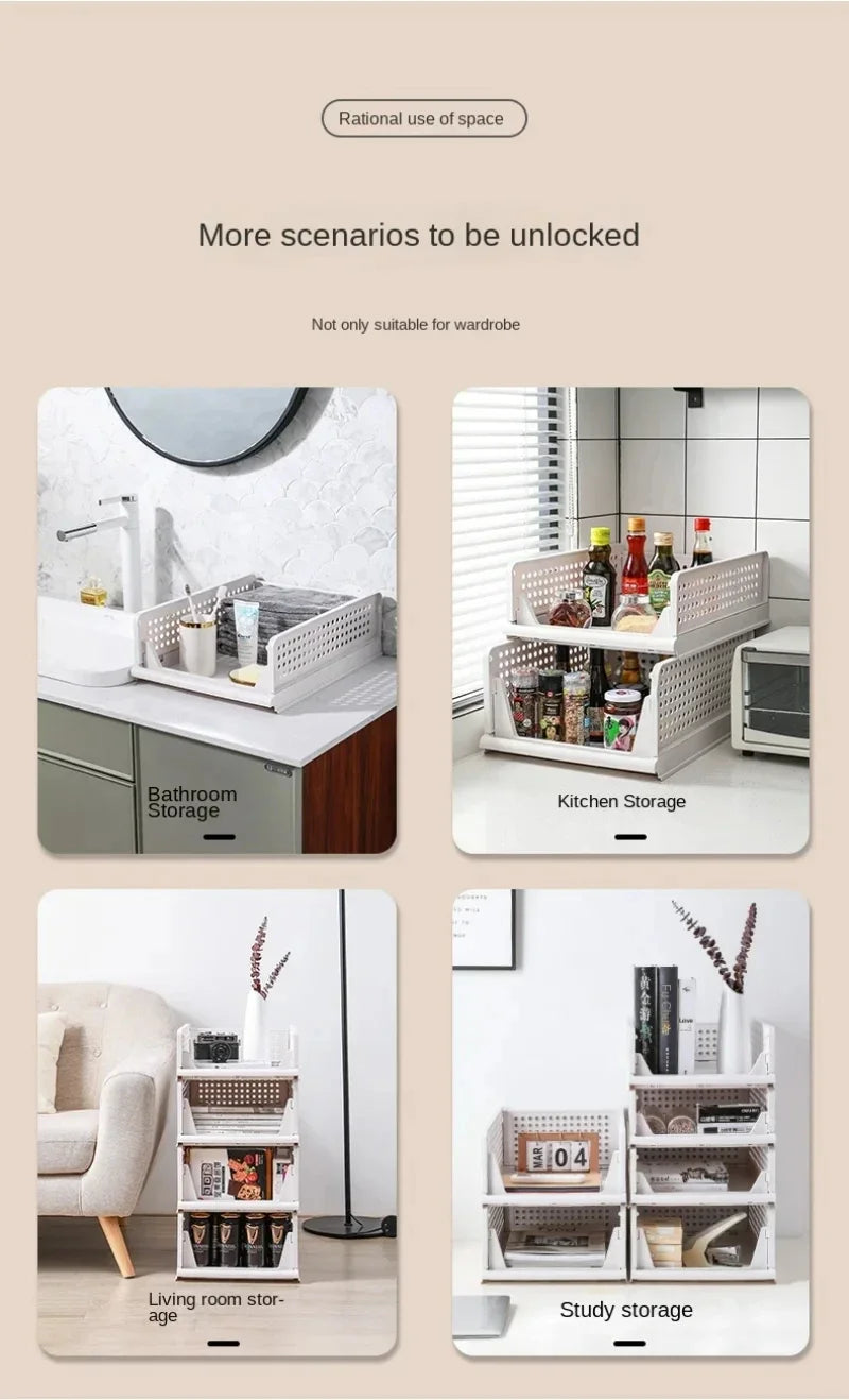 Folding Partition Drawers Organizing Boxes Bedroom Office Stackable Plastic Organizers Closet Clothes Panties Storage Box Home