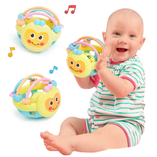 1Pc Bee Shape Hand Bell Baby Soft Rubber Rattle Children Early Childhood Biting Bell Toy Cartoon Rattle Dumbbell For Baby Toy