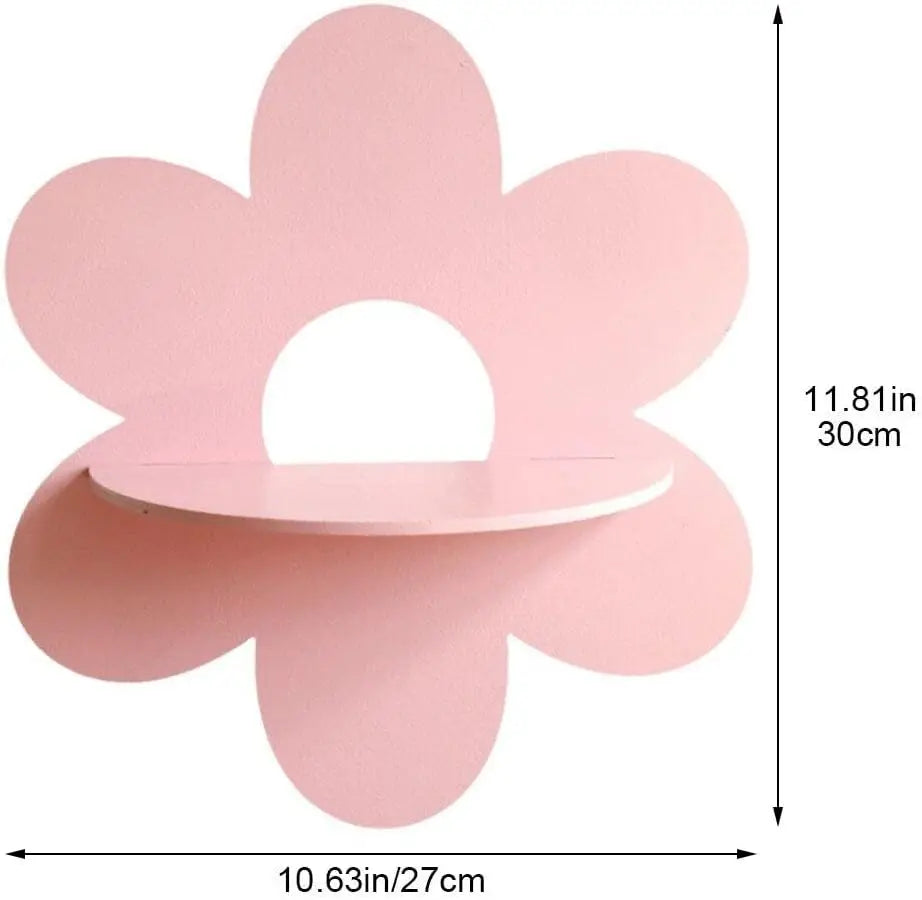 Flower Shape Wall Storage Holder Wooden Wall Art Wall Decoration Floating Plant Shelf For Bathroom Home Room Decor Gift Bedroom