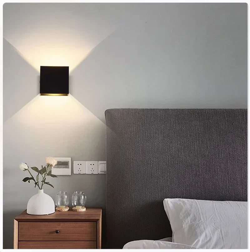 6W LED Wall Light Outdoor Porch Garden Wall Lamp & Indoor Bedroom Bedside Decoration Lighting Lamp Aluminum
