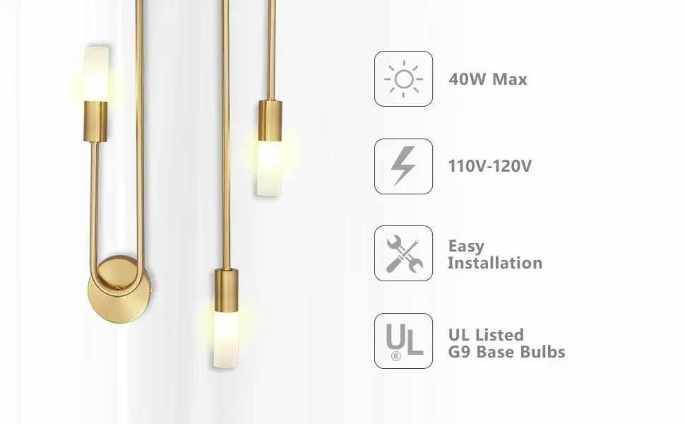 Modern Led Wall Light Gold Nordic Long Strip Wall Lamps for Living Room Bedroom Bathroom Hall Corridor Background Indoor Decor