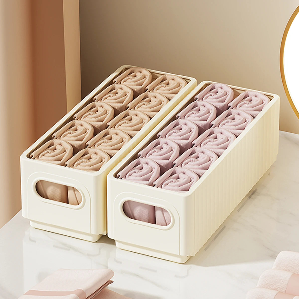 WORTHBUY Underwear Bra Storage Box Foldable Wardrobe Clothes Organizer Closet Multifunctional Panty Socks Sorting Storage Case