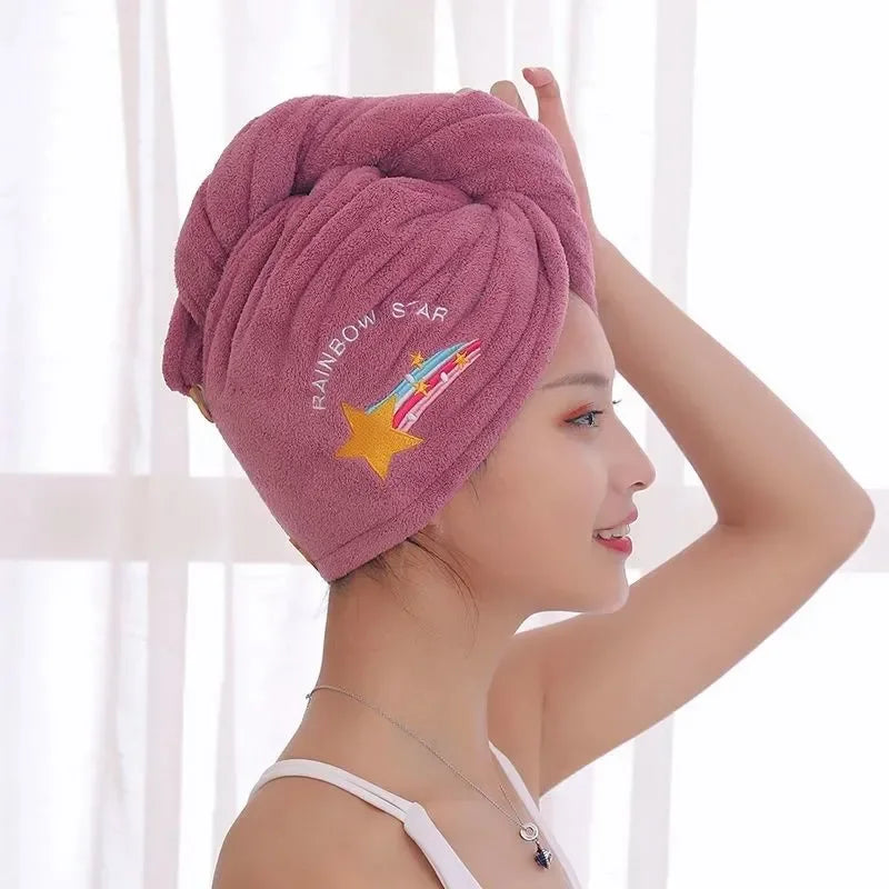 Quickly Dry Hair Hat Super Absorbent Soft Bathroom Women Head Towels Girls Cute Hair Towel Hair Dry Wrap Bonnets