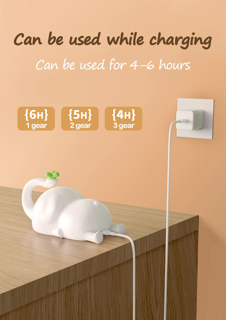 Children Silicone Night Light Cute Elephant Baby Dimmable Timed Sleeping Night Lamp for Bedside Bedroom Decoration Gift Birthday
